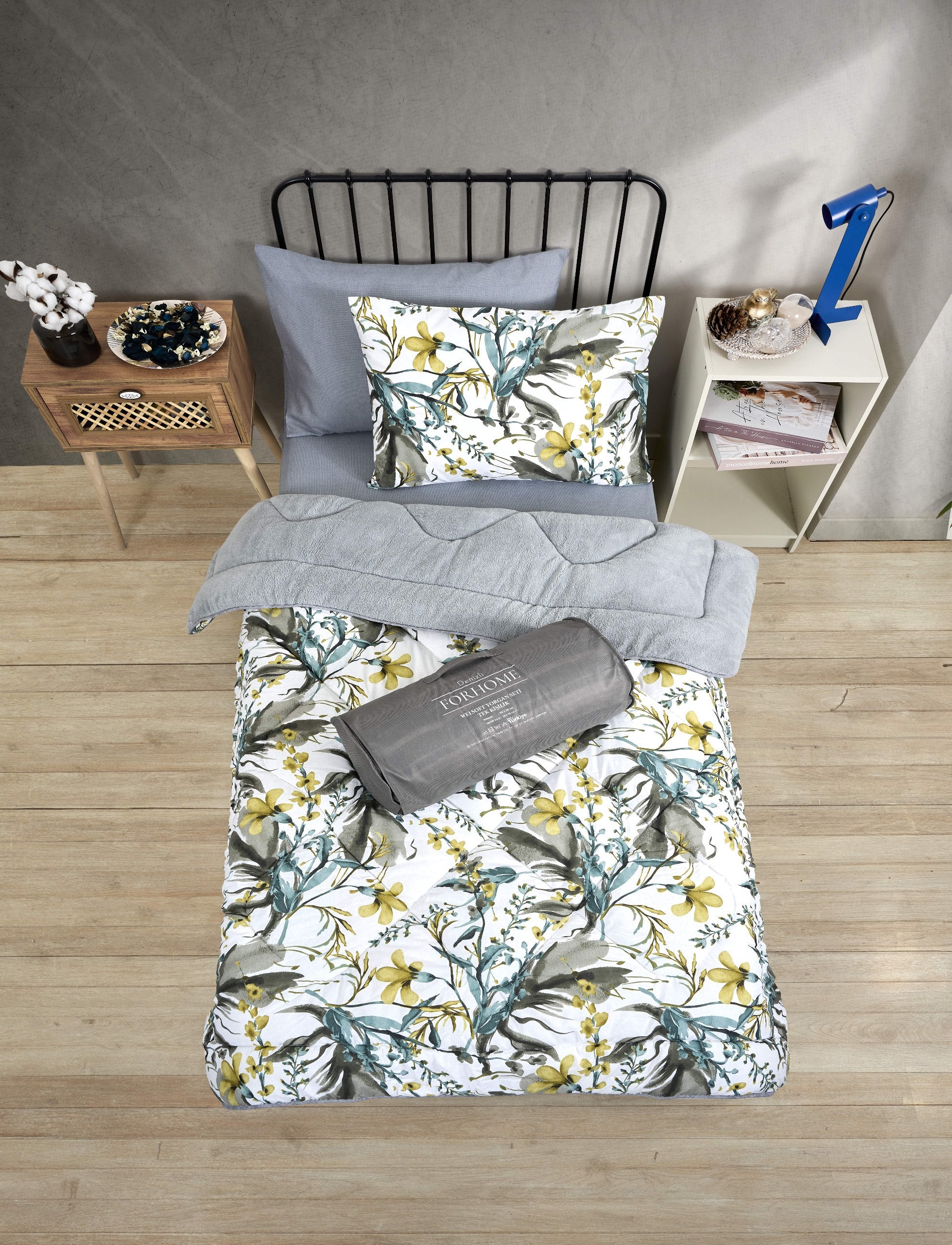 Tek Kişilik Welsoft Yorgan Seti - ASYA GRİ