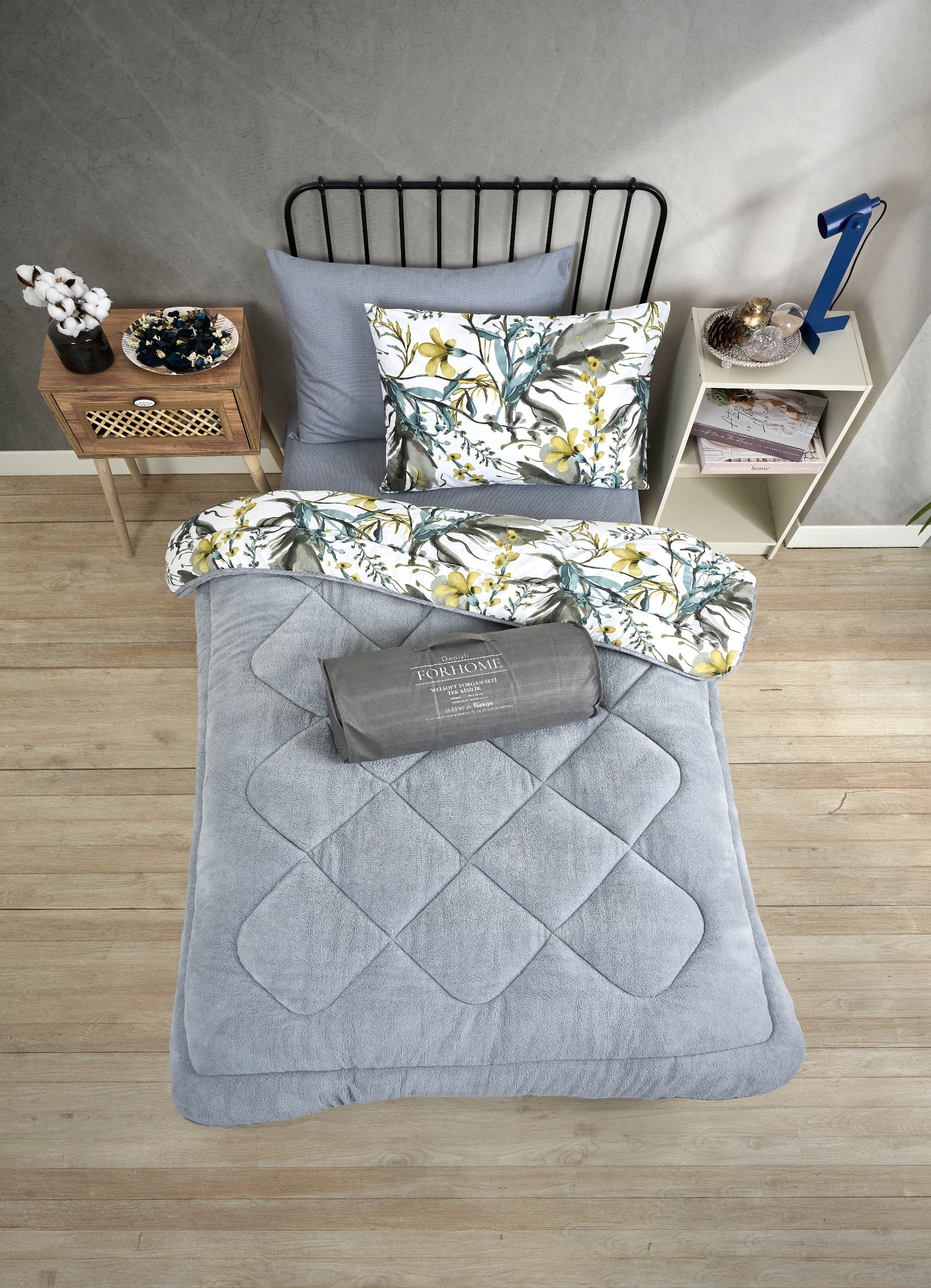 Tek Kişilik Welsoft Yorgan Seti - ASYA GRİ