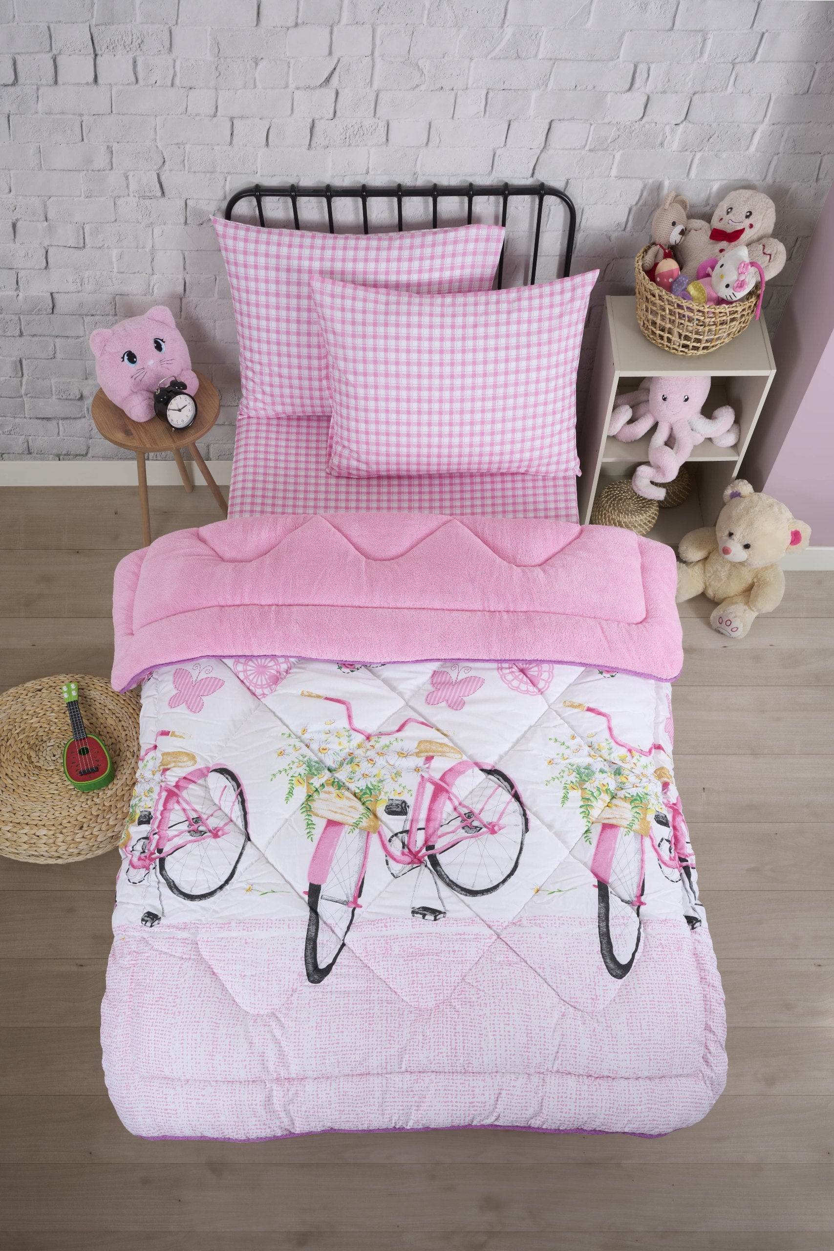 Tek Kişilik Welsoft Yorgan Seti - BİSİKLET PEMBE