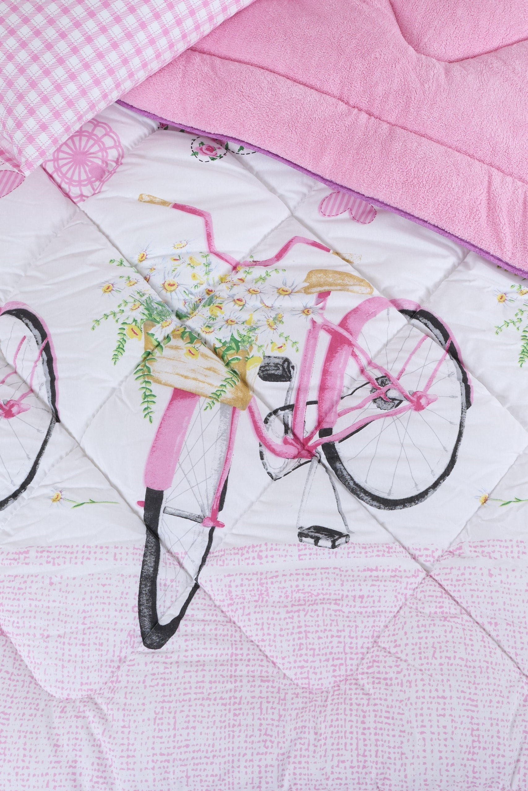 Tek Kişilik Welsoft Yorgan Seti - BİSİKLET PEMBE