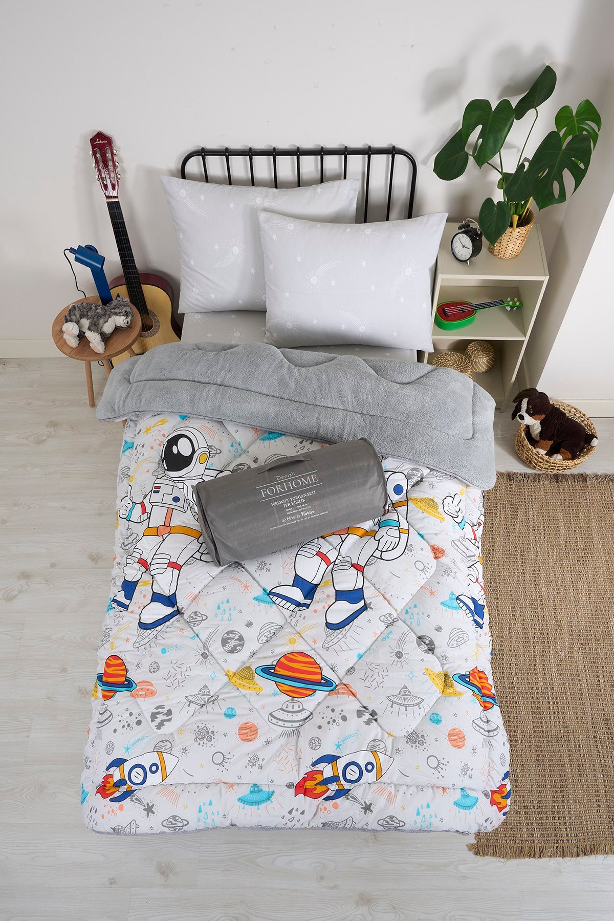Tek Kişilik Welsoft Yorgan Seti - ASTRONOT GRİ