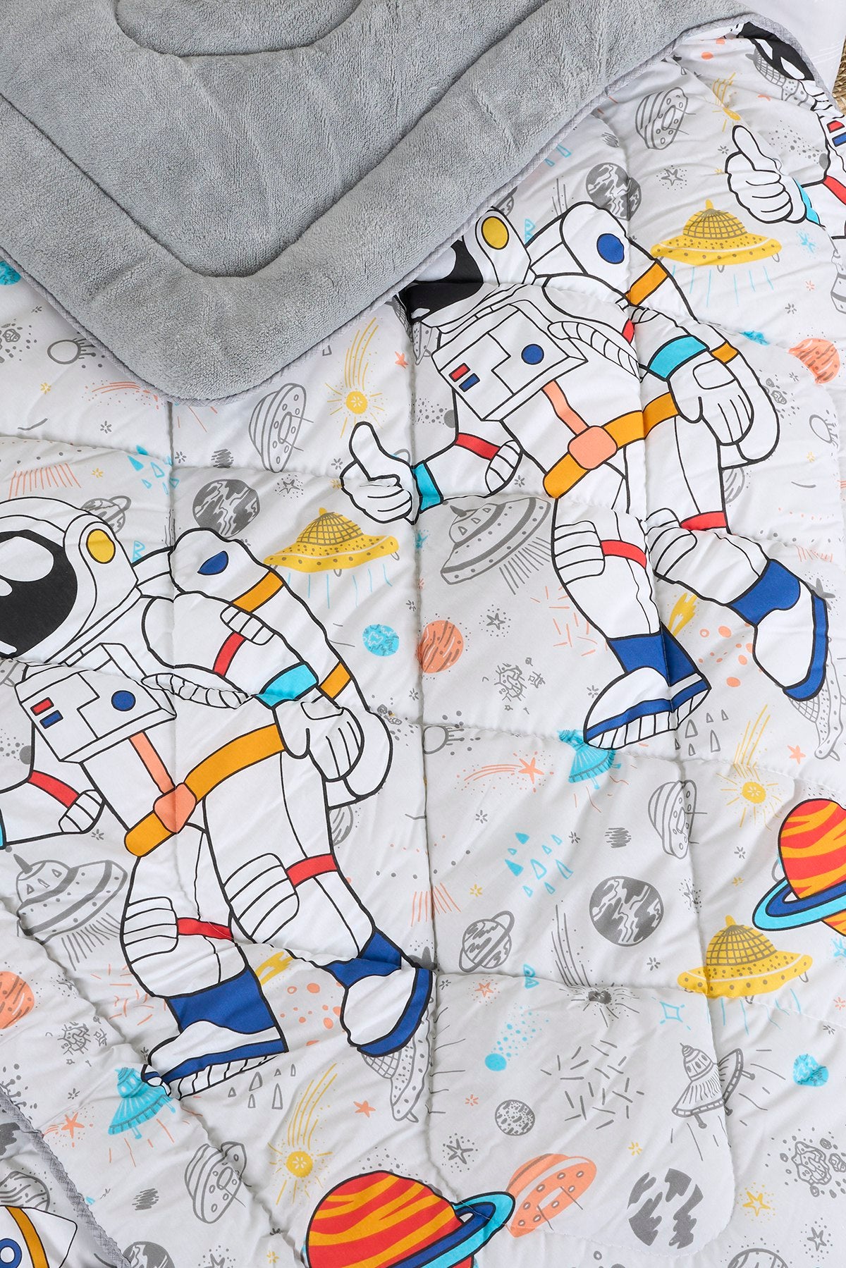 Tek Kişilik Welsoft Yorgan Seti - ASTRONOT GRİ