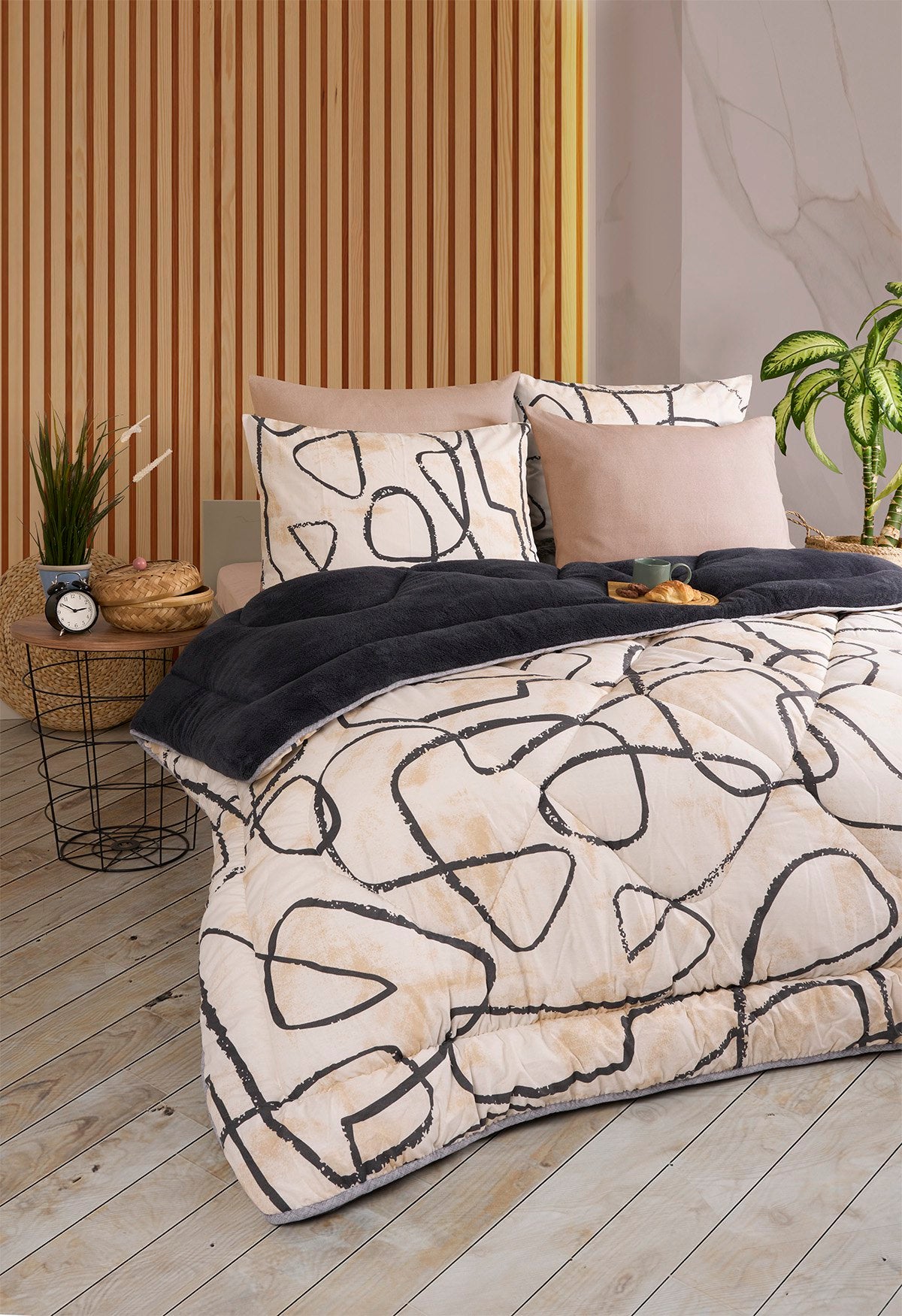 Çift Kişilik Welsoft Yorgan Seti - EFEKT ANTRASİT