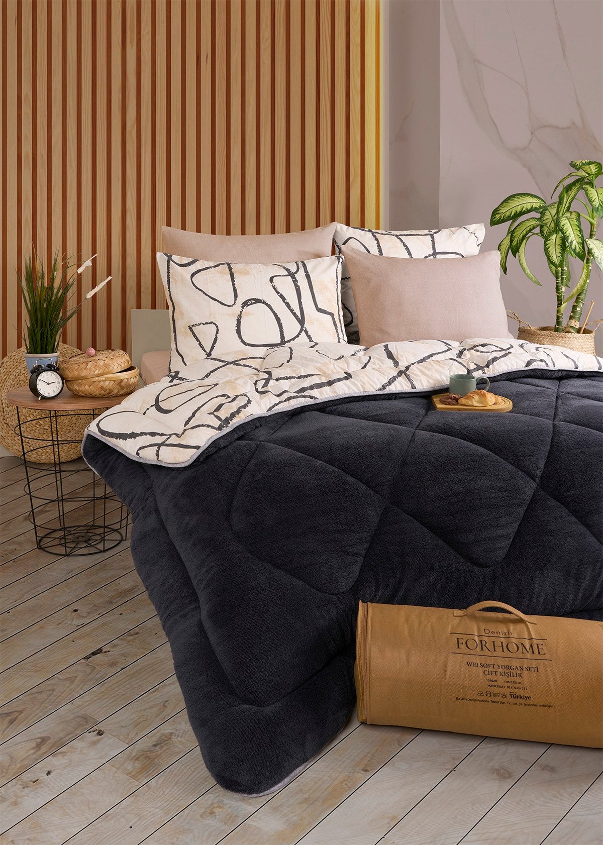 Çift Kişilik Welsoft Yorgan Seti - EFEKT ANTRASİT