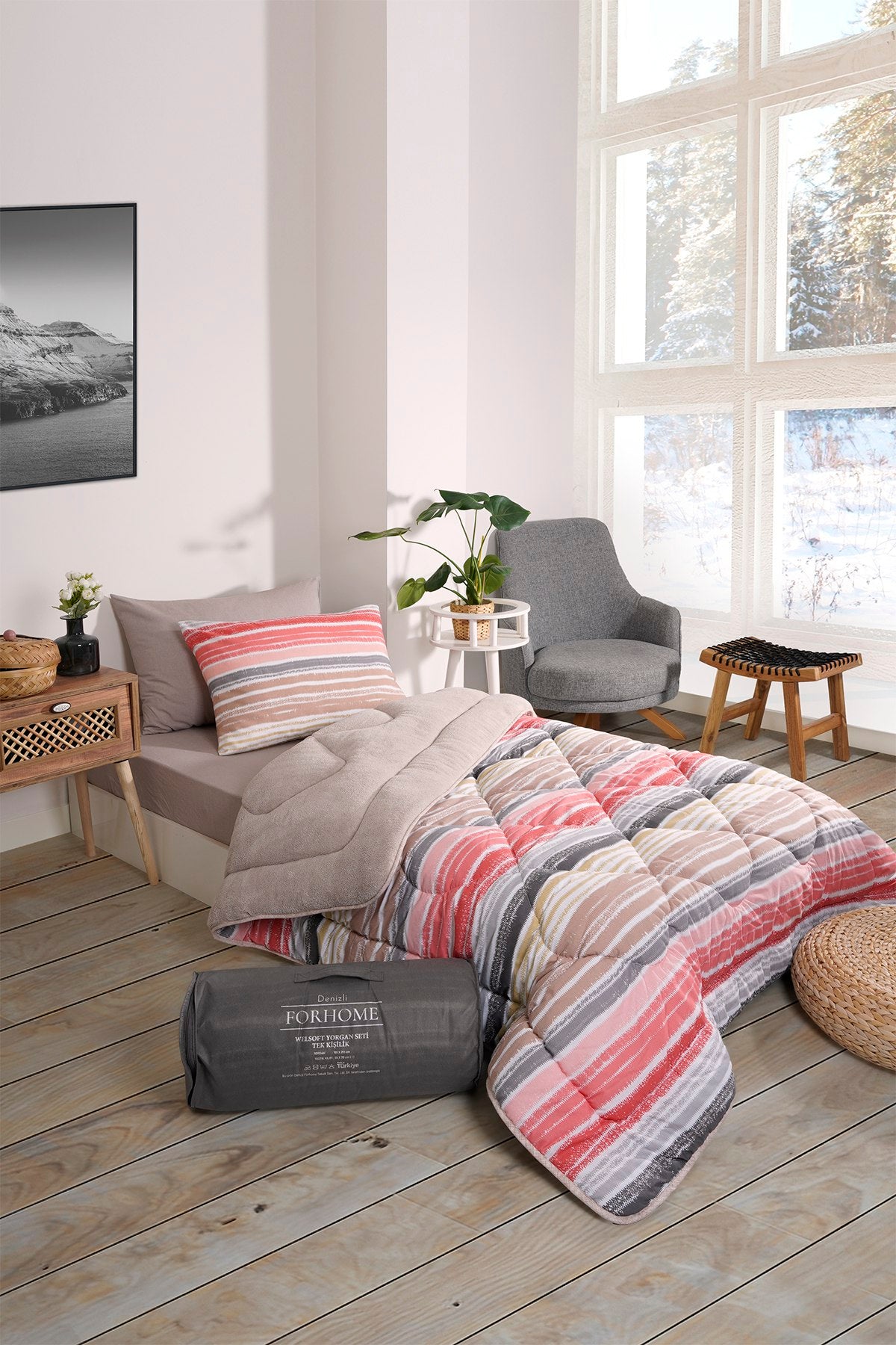 Tek Kişilik Welsoft Yorgan Seti - TASEL BEJ