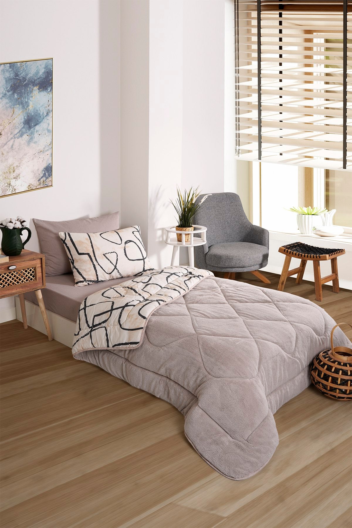 Tek Kişilik Welsoft Yorgan Seti - EFEKT BEJ