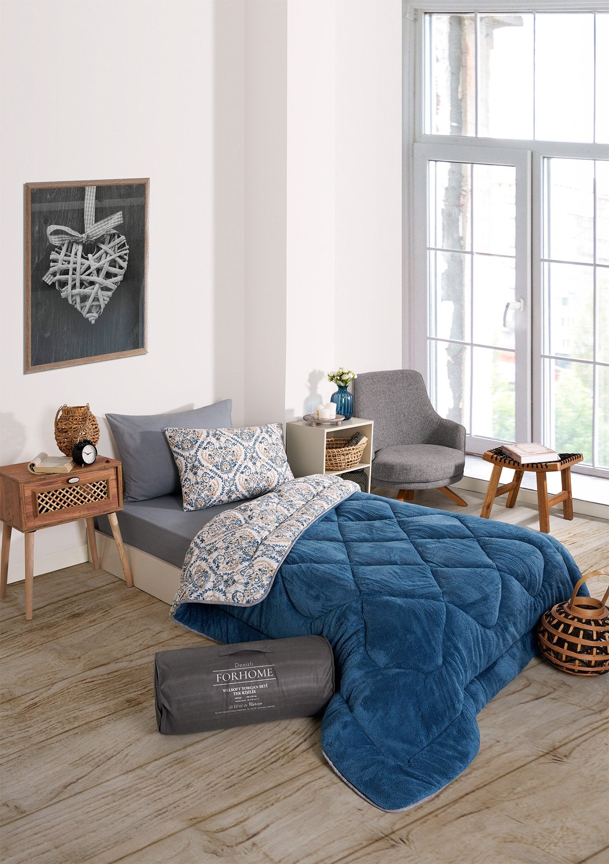Tek Kişilik Welsoft Yorgan Seti - AKSU İNDİGO