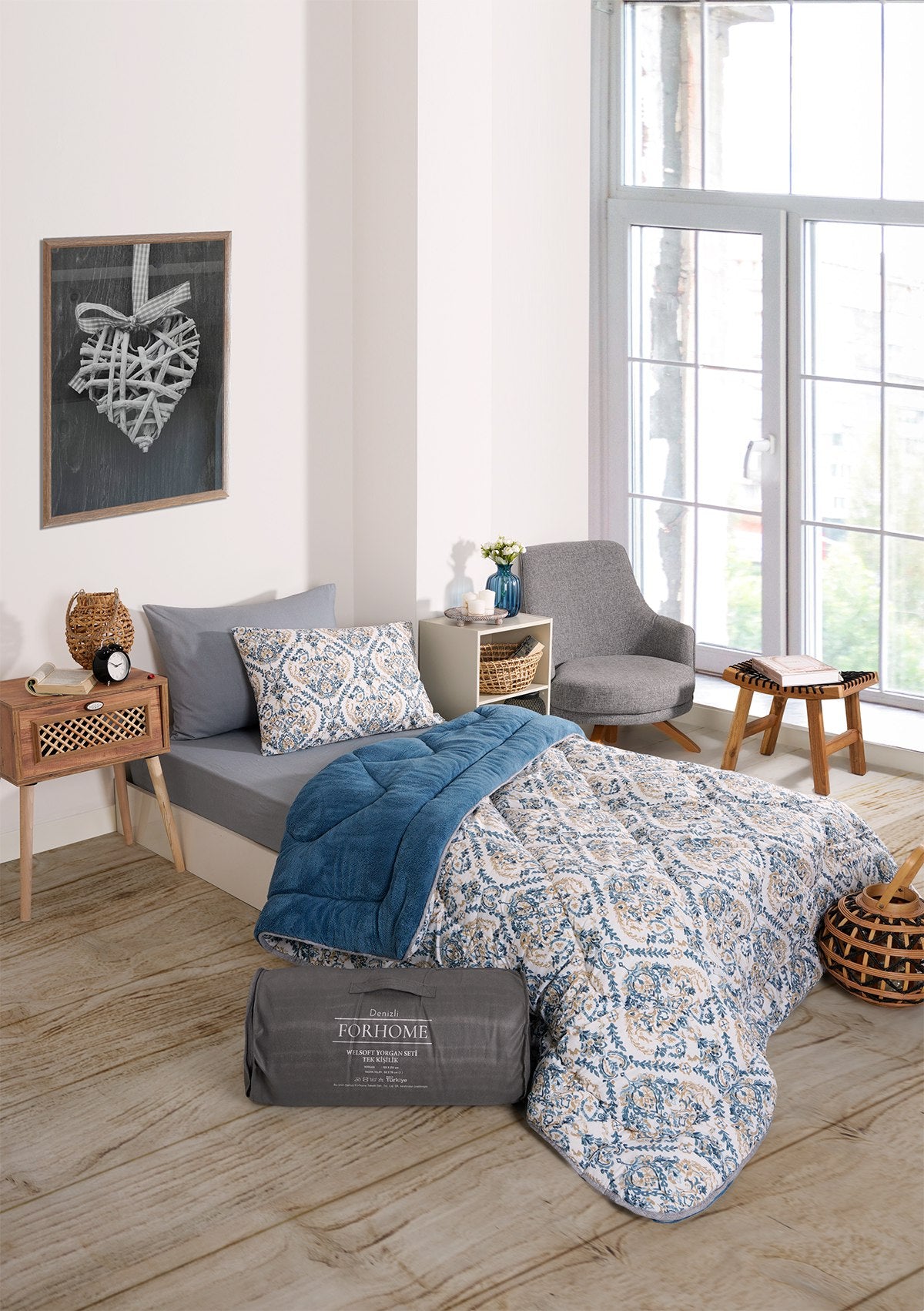 Tek Kişilik Welsoft Yorgan Seti - AKSU İNDİGO