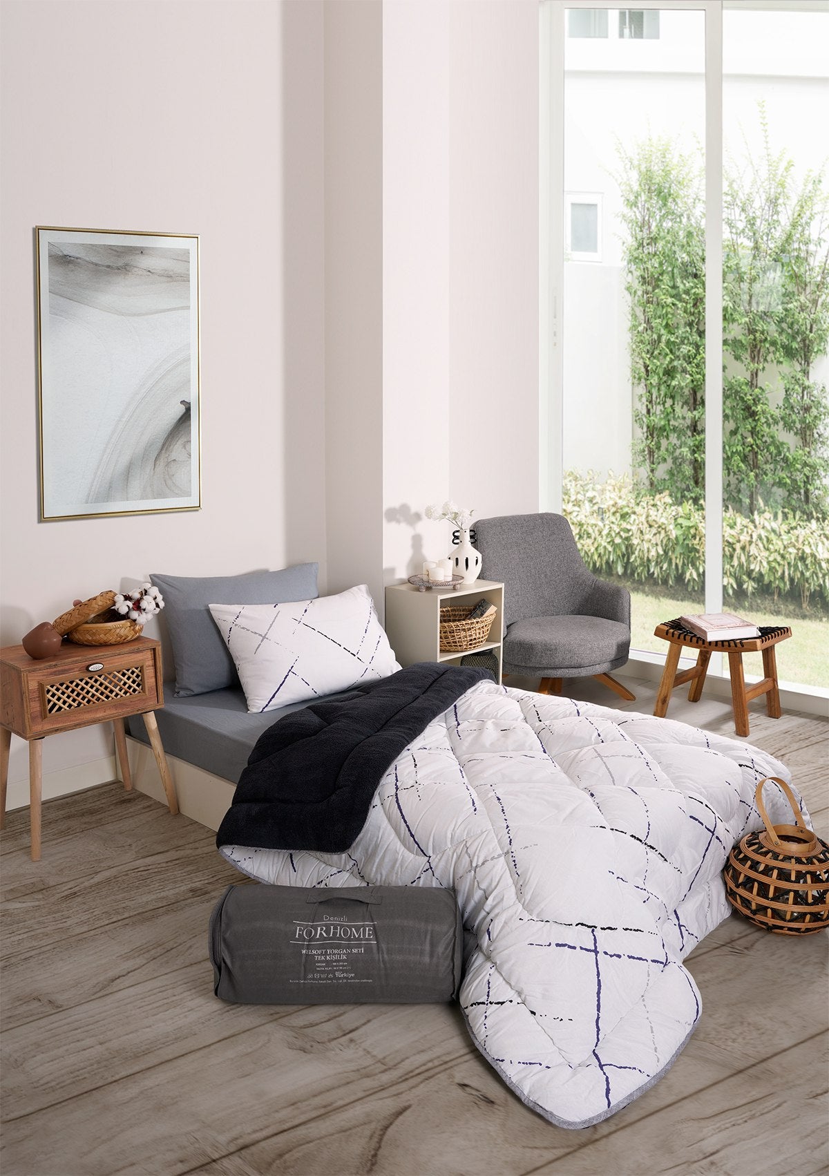 Tek Kişilik Welsoft Yorgan Seti - YANSIMA ANTRASİT