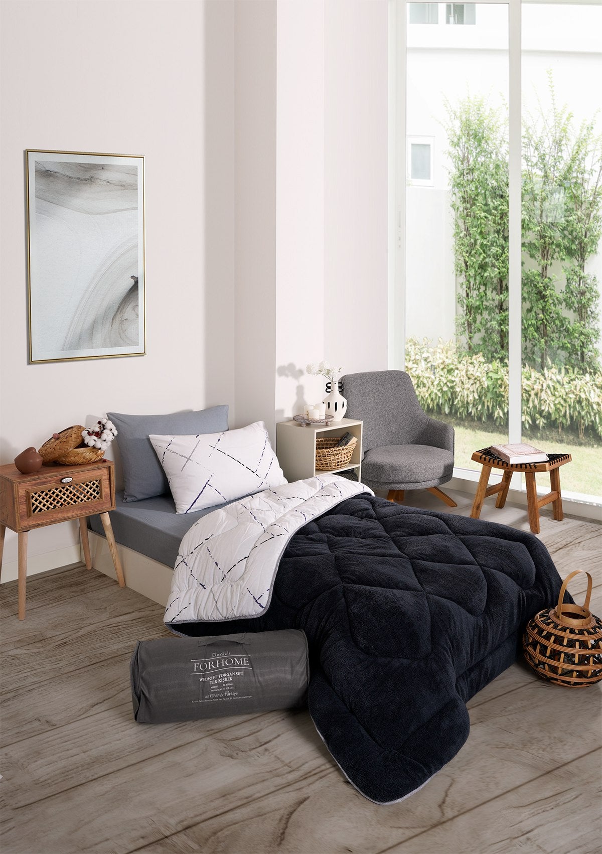 Tek Kişilik Welsoft Yorgan Seti - YANSIMA ANTRASİT