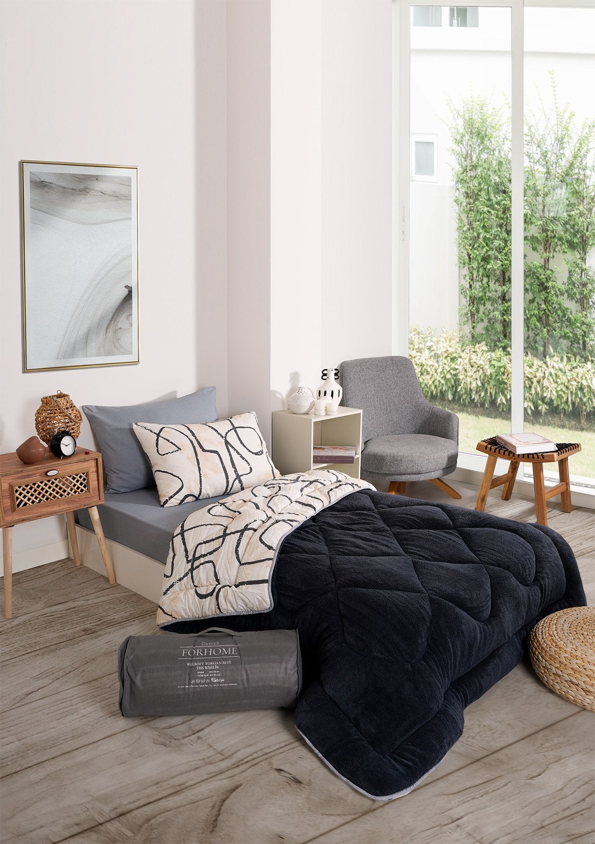 Tek Kişilik Welsoft Yorgan Seti - EFEKT ANTRASİT