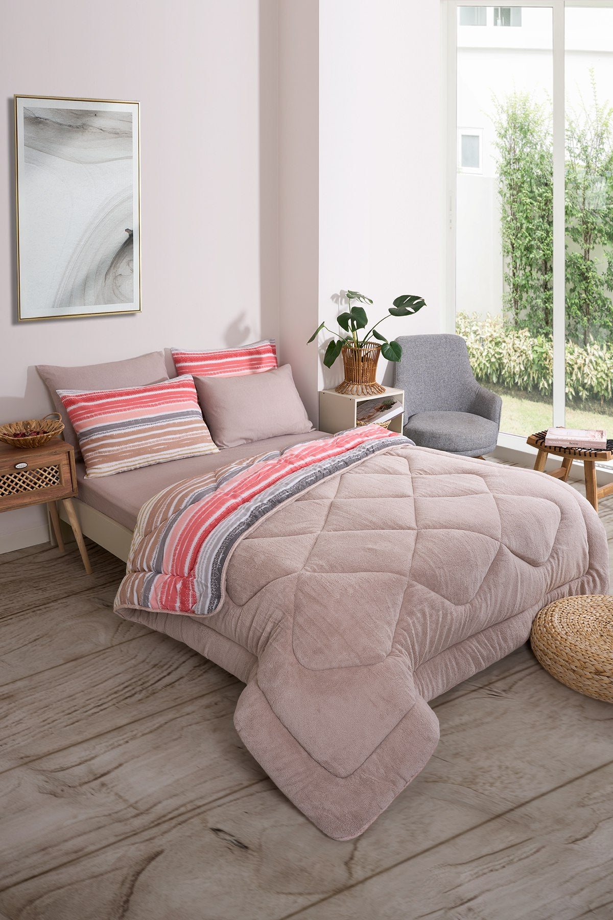 Çift Kişilik Welsoft Yorgan Seti - TASEL BEJ