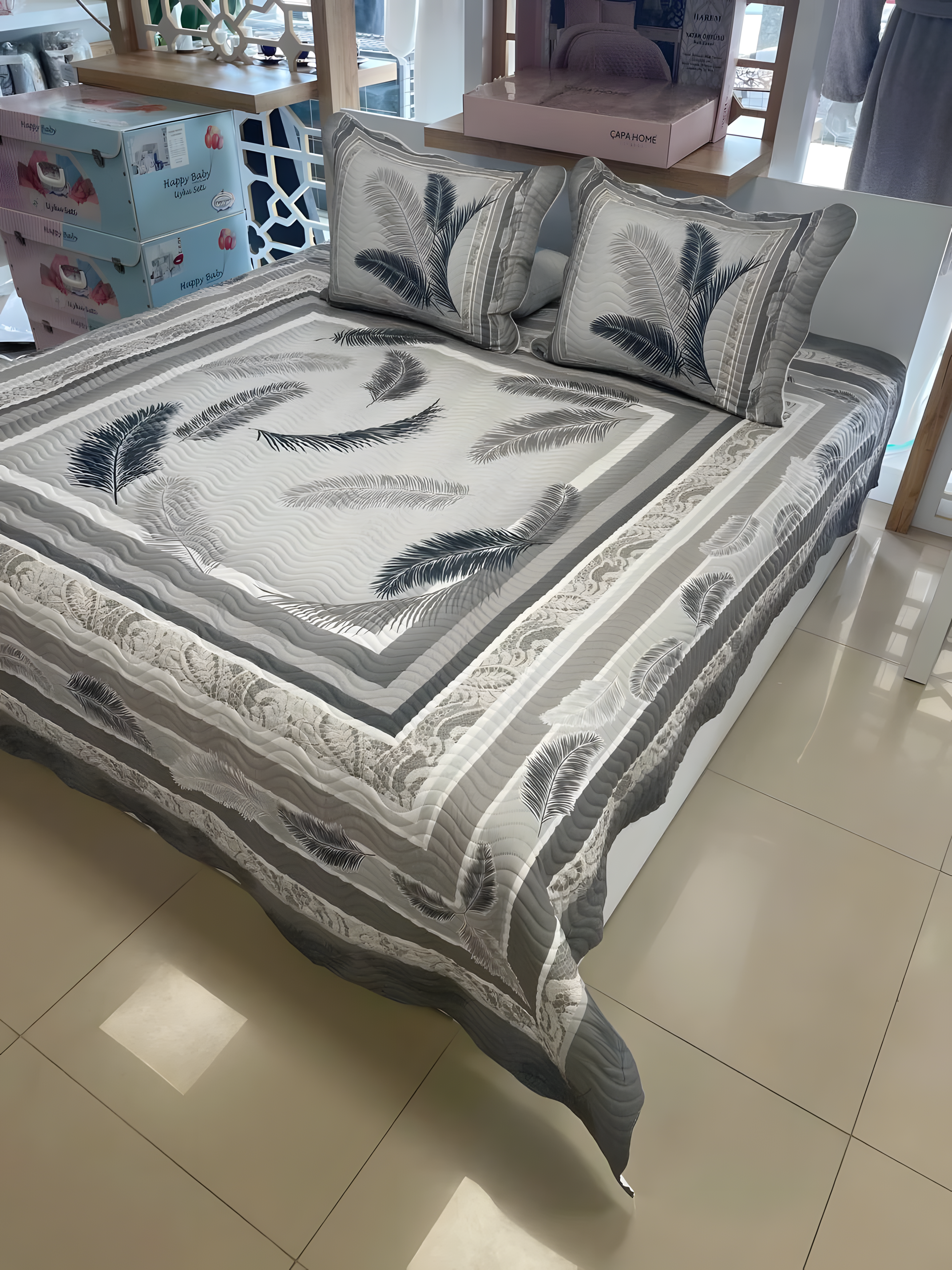 Çift Kişilik Battal Boy Yatak Örtüsü Takımı - ALYA