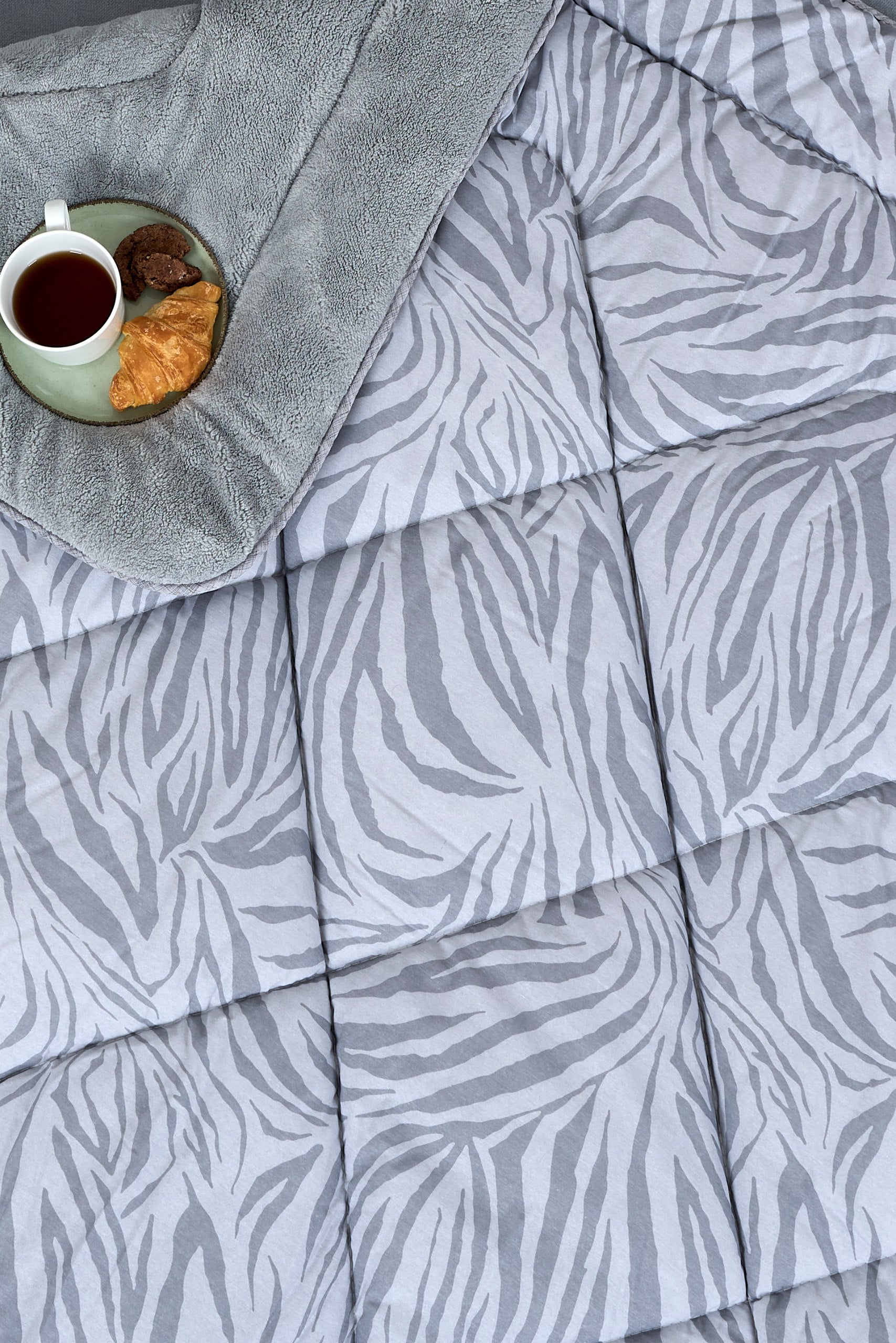 Çift Kişilik Welsoft Yorgan Seti - ZEBRA GRİ