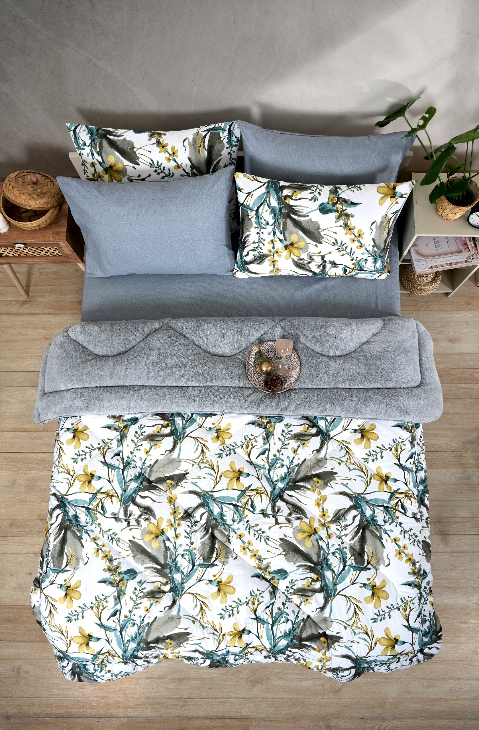 Çift Kişilik Welsoft Yorgan Seti - ASYA GRİ