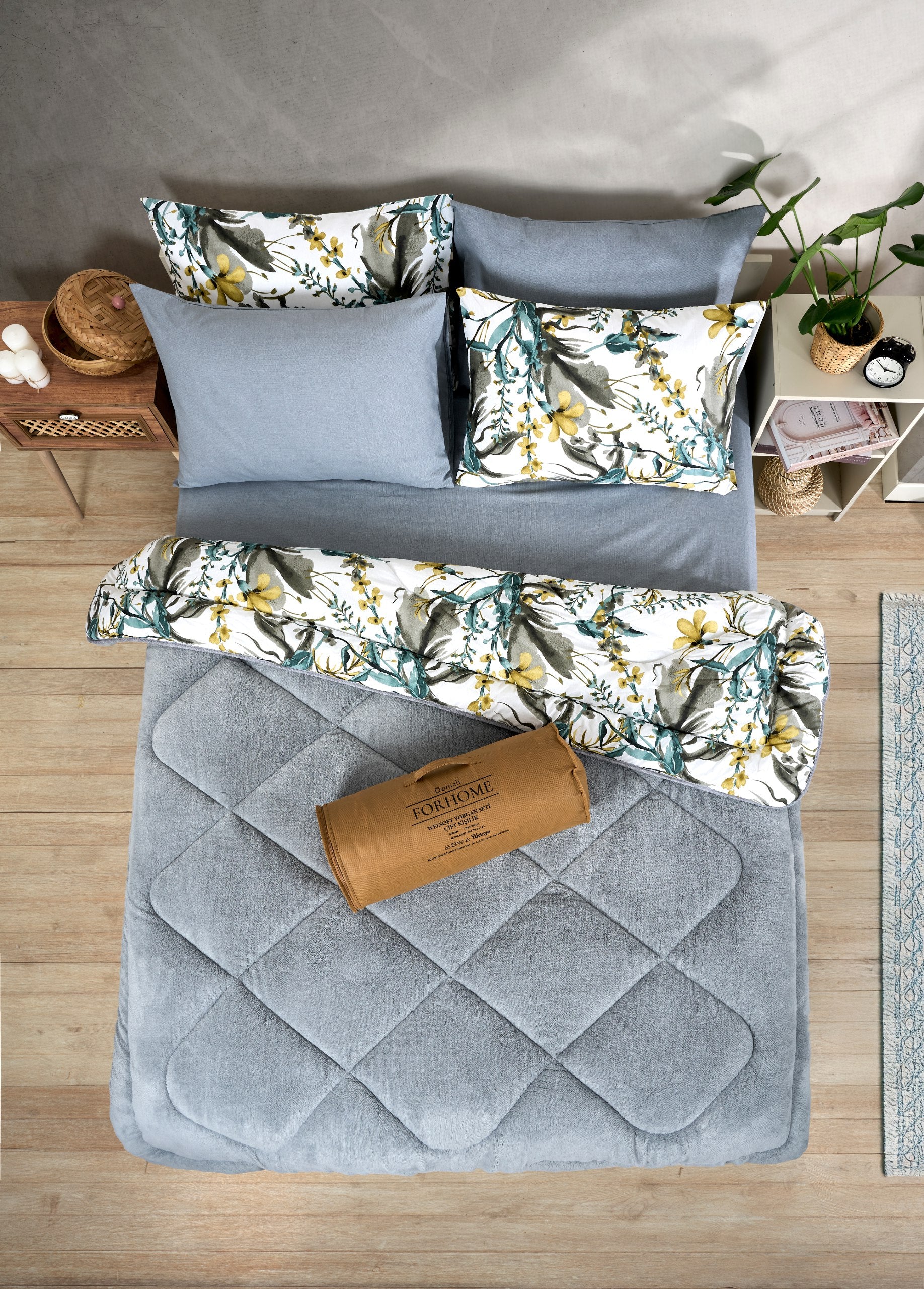 Çift Kişilik Welsoft Yorgan Seti - ASYA GRİ