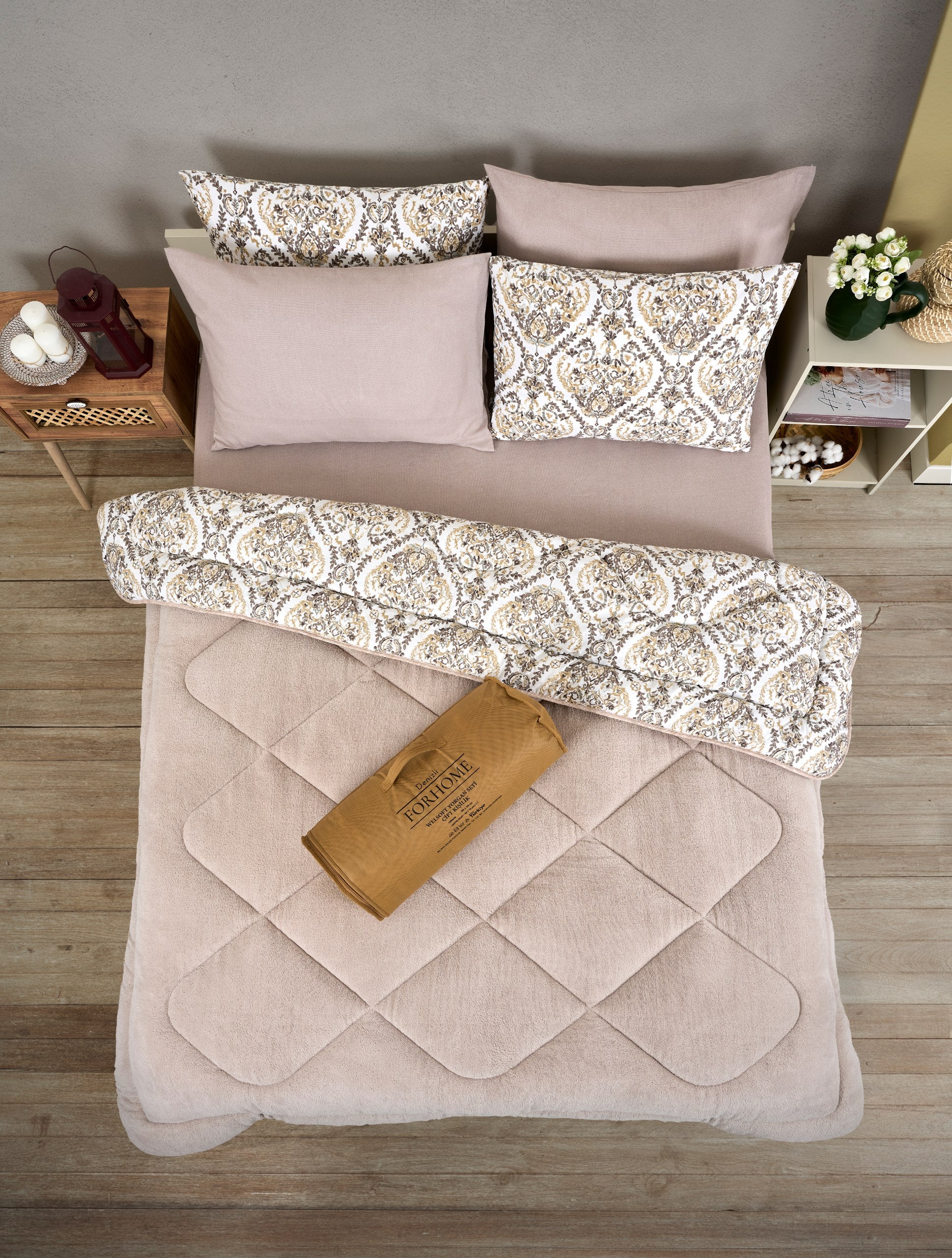 Çift Kişilik Welsoft Yorgan Seti - AKSU BEJ