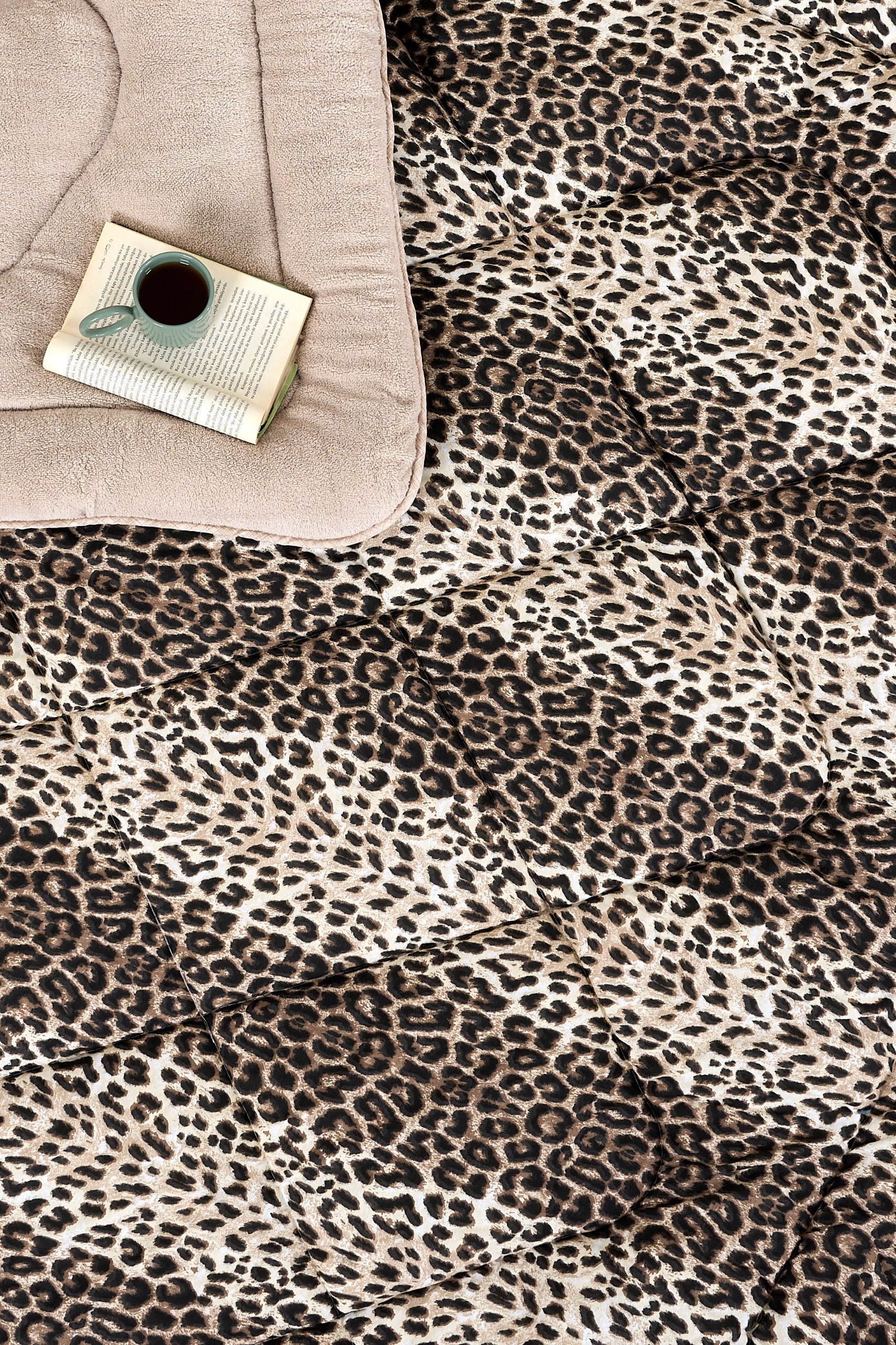 Çift Kişilik Welsoft Yorgan Seti - LEOPAR BEJ