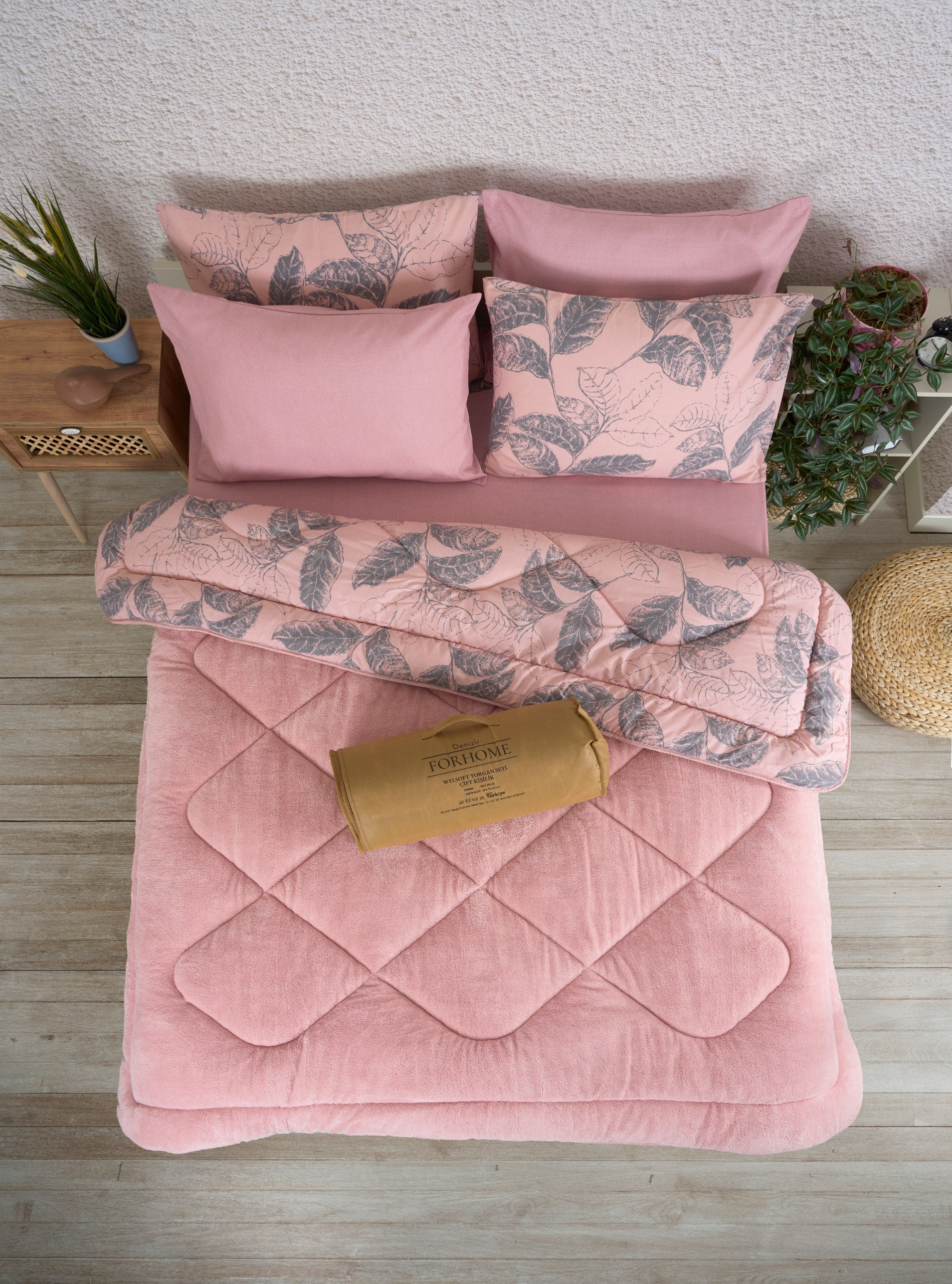 Çift Kişilik Welsoft Yorgan Seti - ARİNA PUDRA