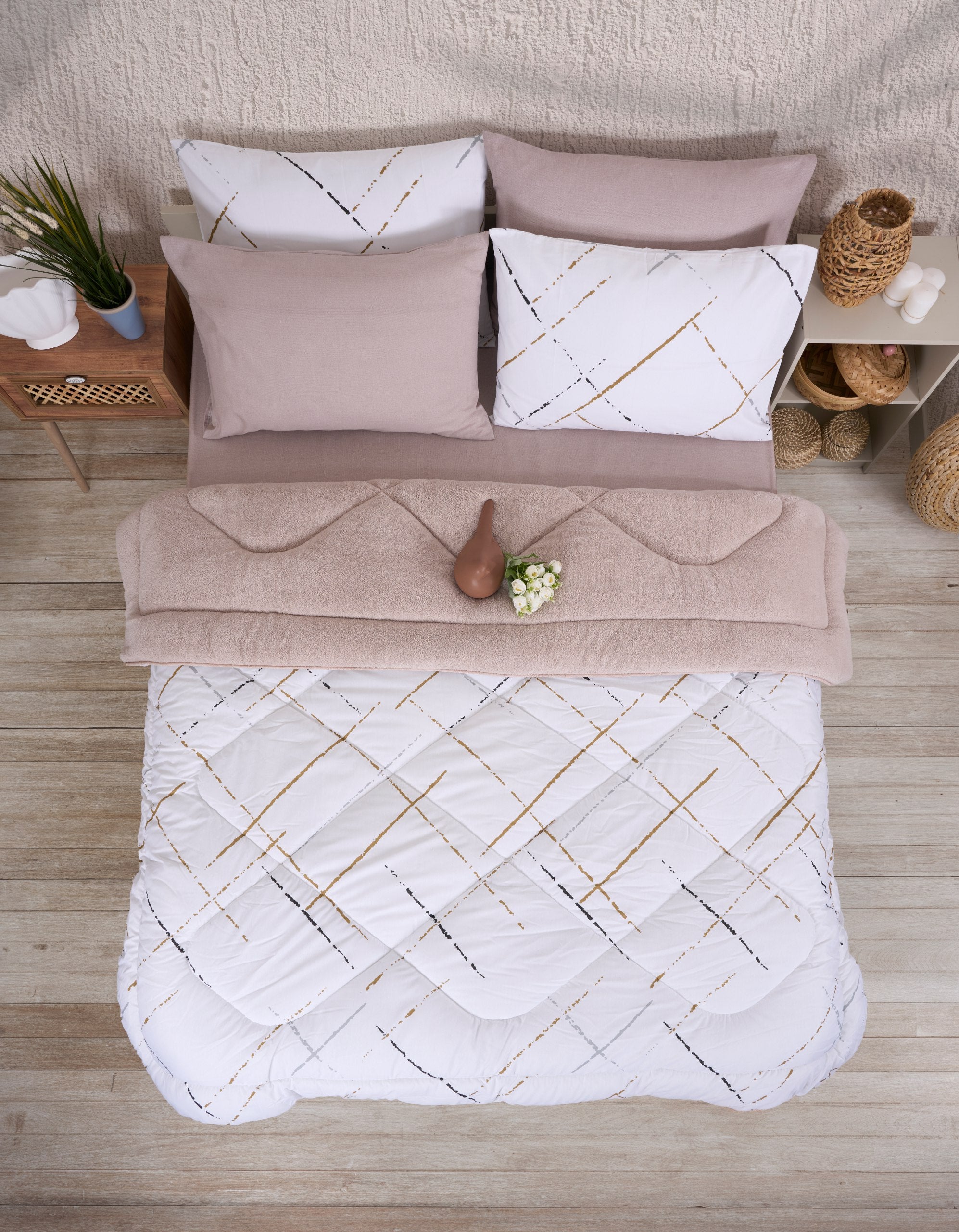 Çift Kişilik Welsoft Yorgan Seti - YANSIMA BEJ