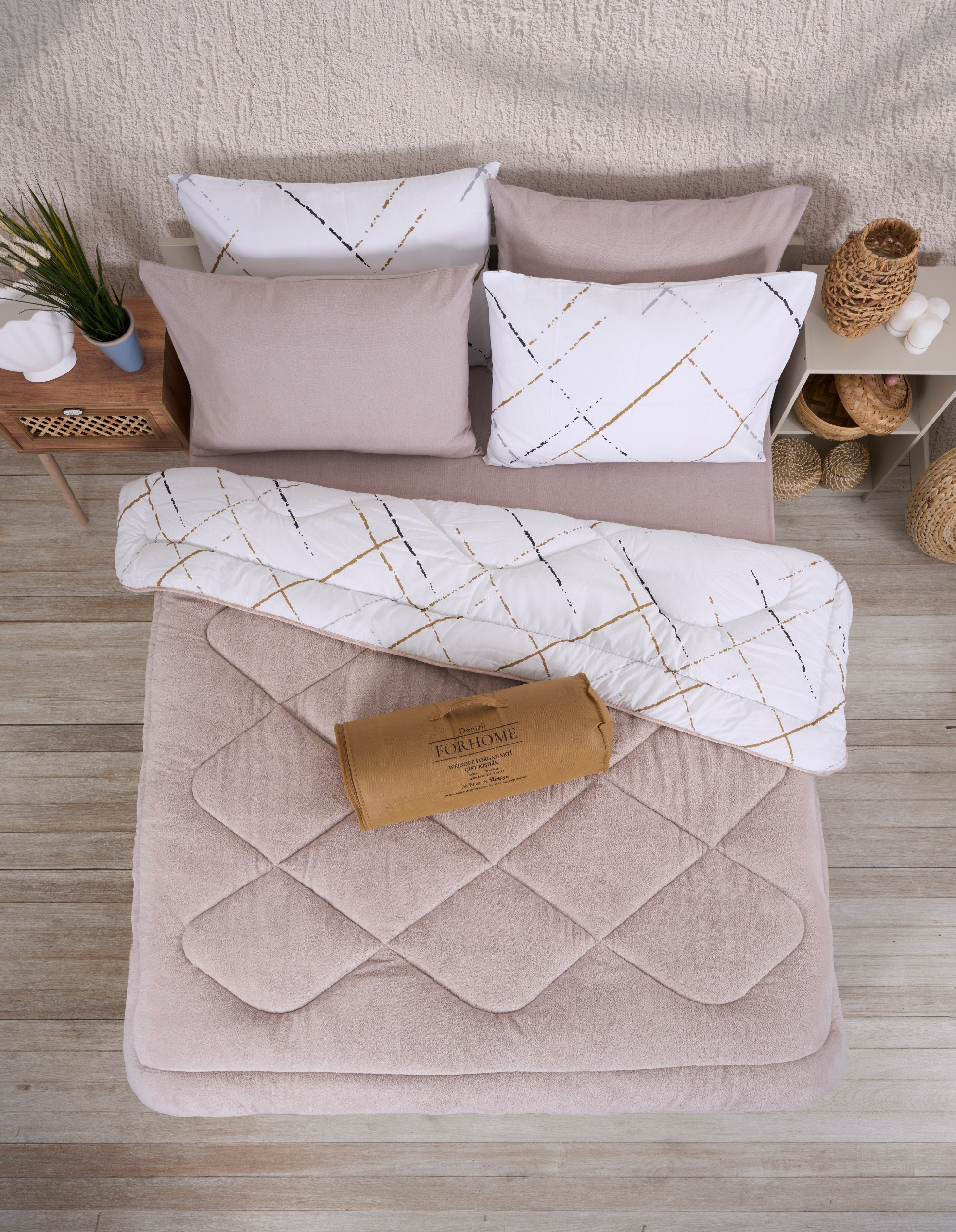 Çift Kişilik Welsoft Yorgan Seti - YANSIMA BEJ