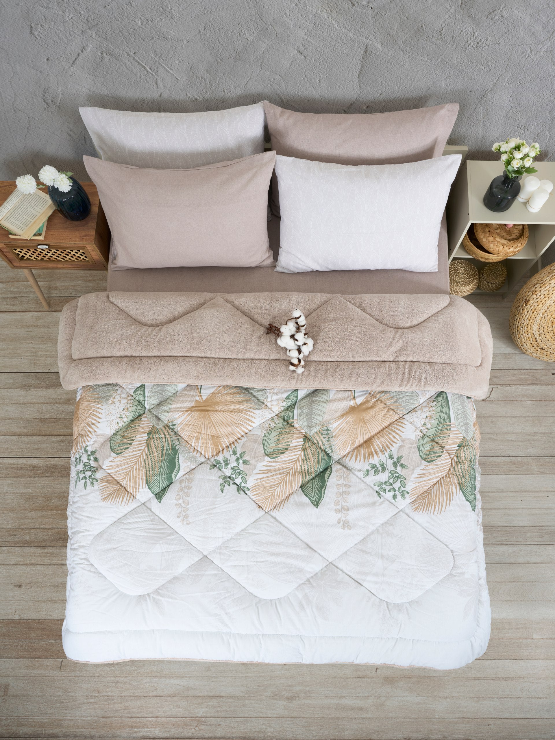 Çift Kişilik Welsoft Yorgan Seti - ALENA BEJ