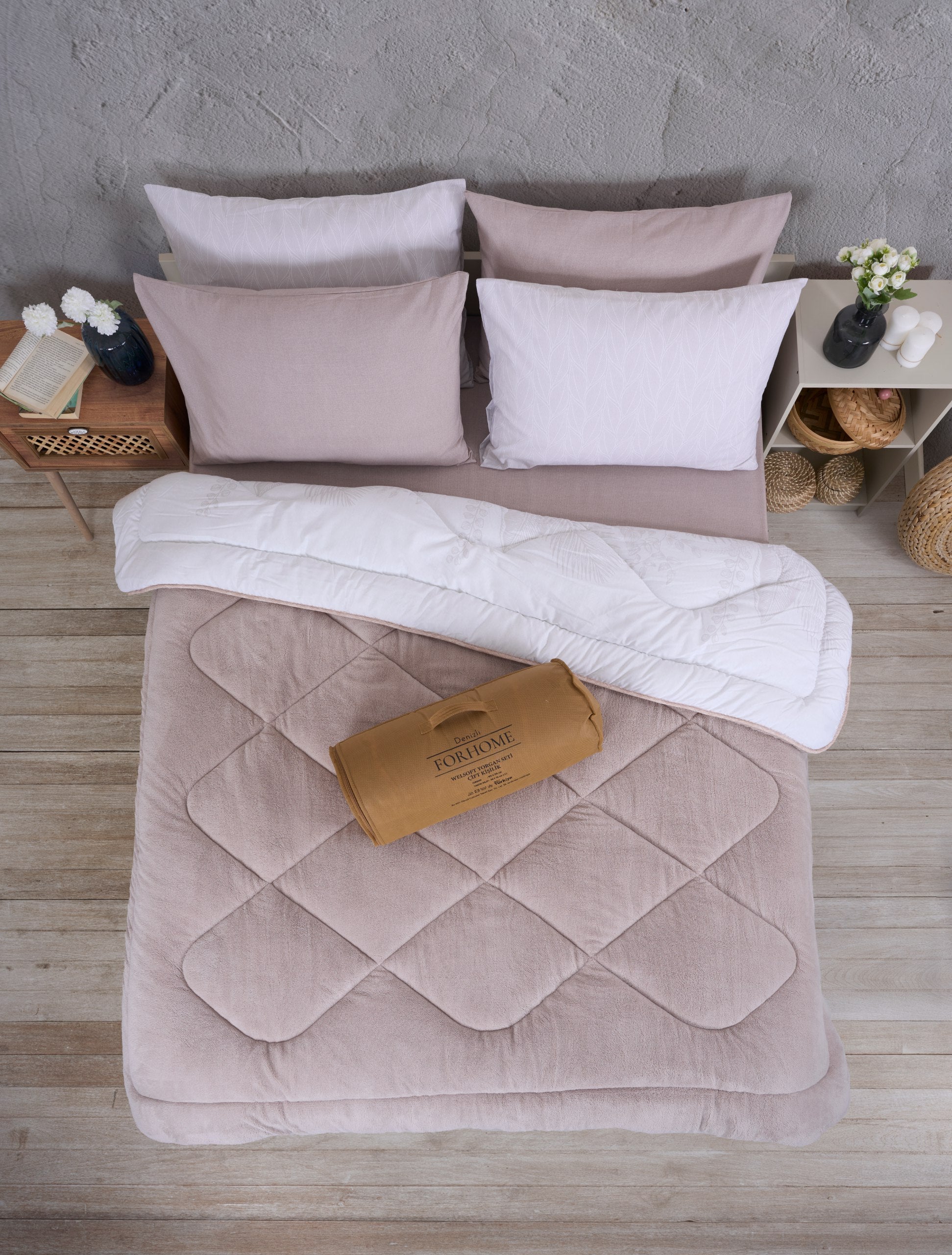 Çift Kişilik Welsoft Yorgan Seti - ALENA BEJ