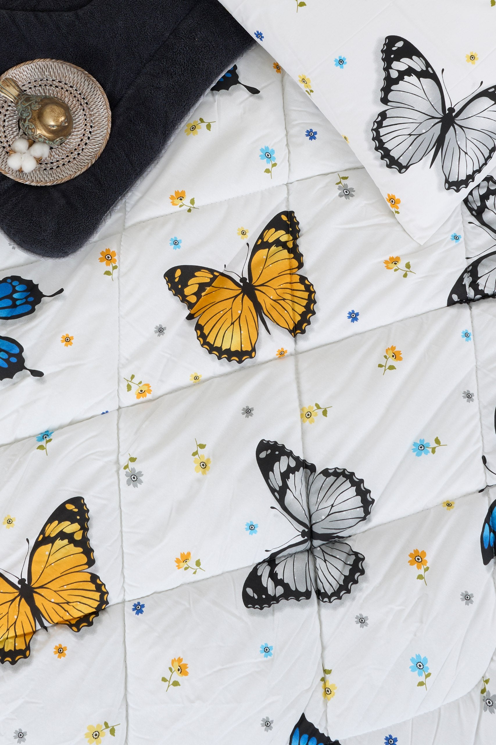 Çift Kişilik Welsoft Yorgan Seti - KELEBEK ANTRASİT