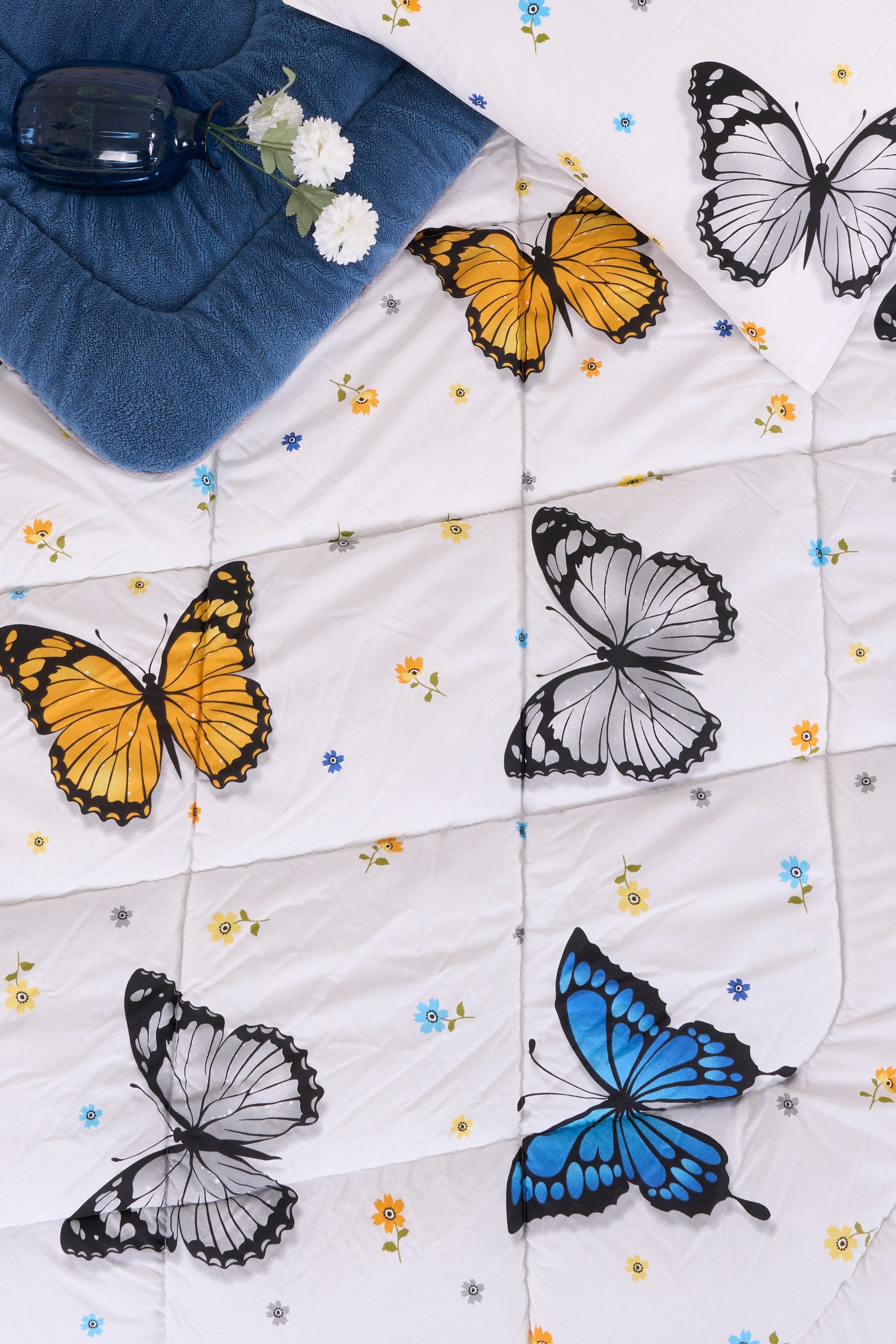 Çift Kişilik Welsoft Yorgan Seti - KELEBEK İNDİGO