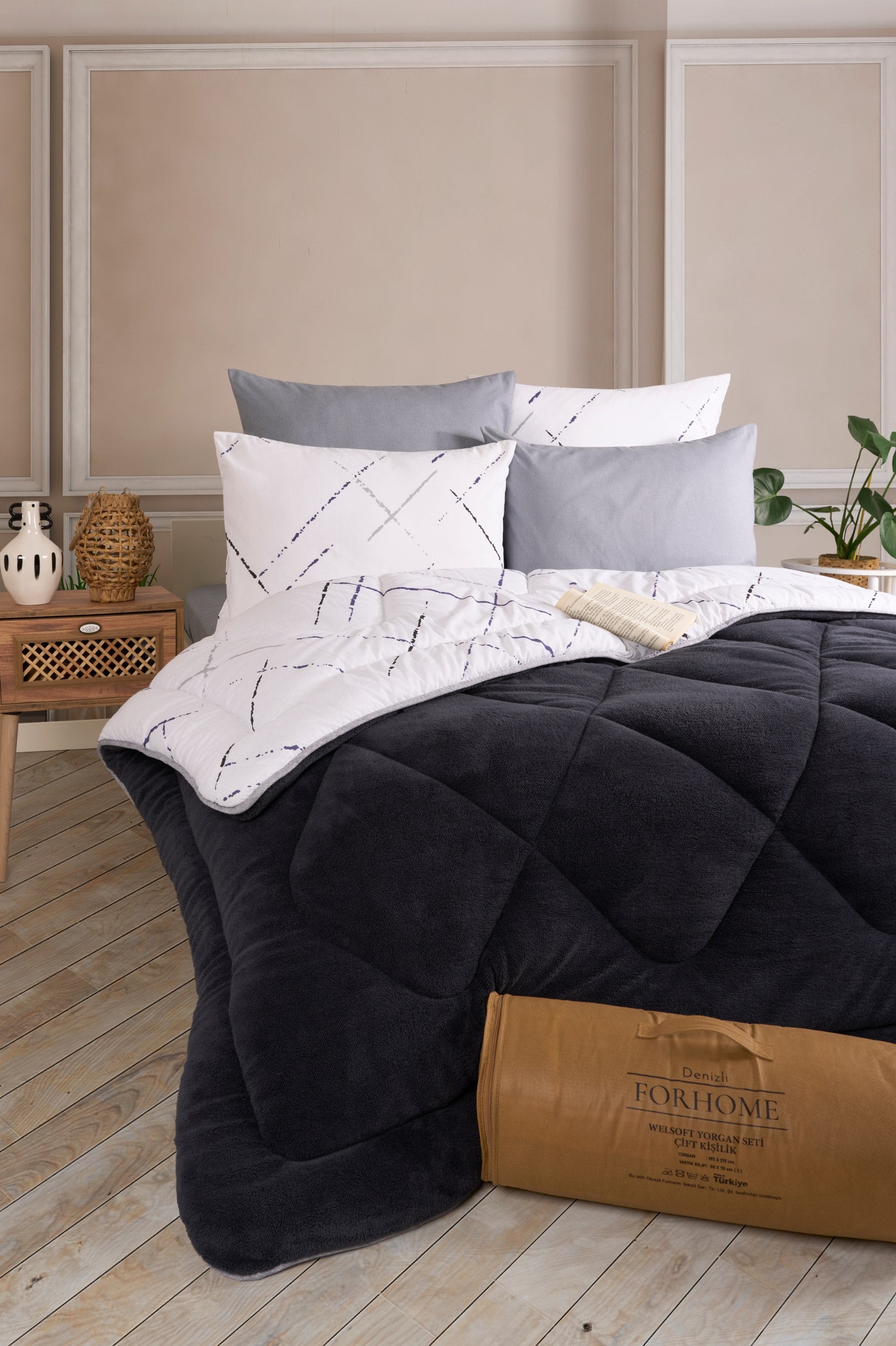 Çift Kişilik Welsoft Yorgan Seti - YANSIMA ANTRASİT