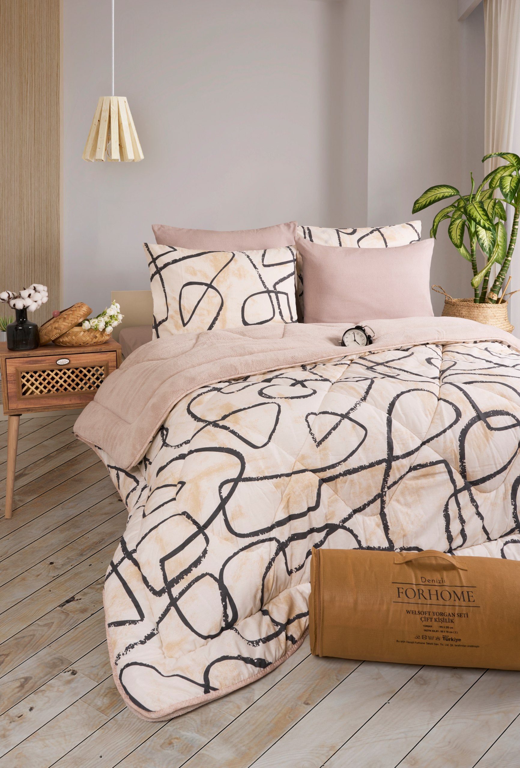 Çift Kişilik Welsoft Yorgan Seti - EFEKT BEJ