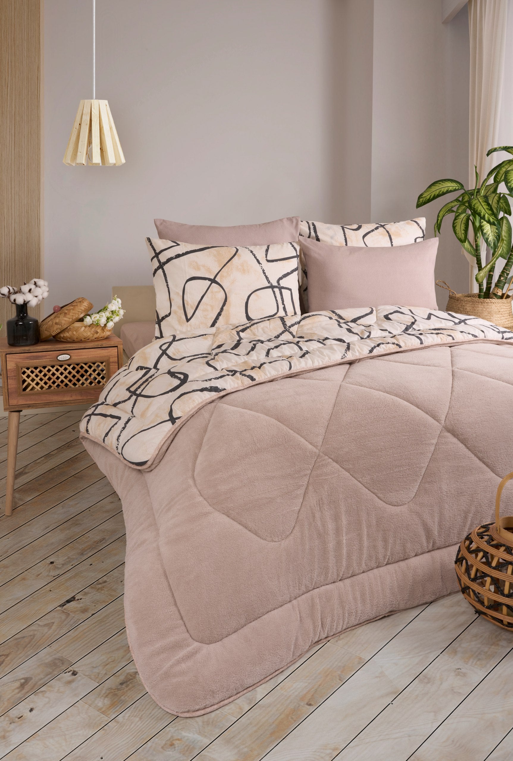 Çift Kişilik Welsoft Yorgan Seti - EFEKT BEJ