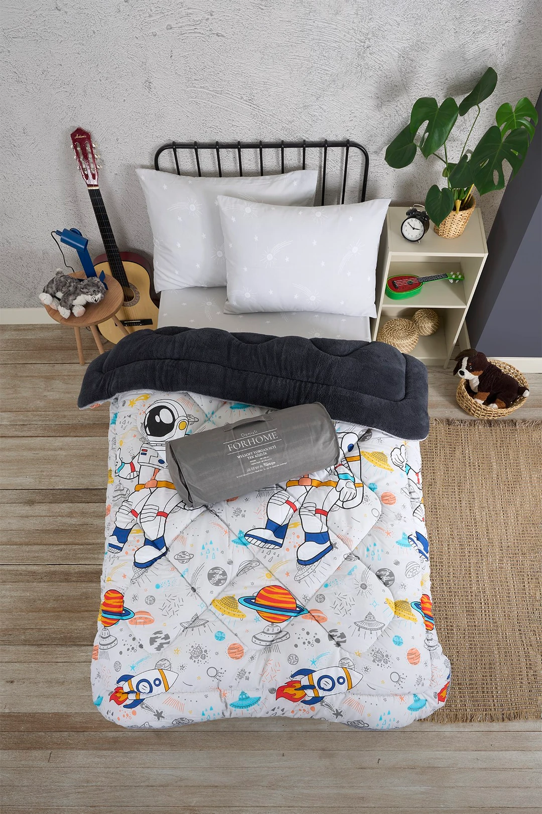 Tek Kişilik Welsoft Yorgan Seti - ASTRONOT ANTRASİT