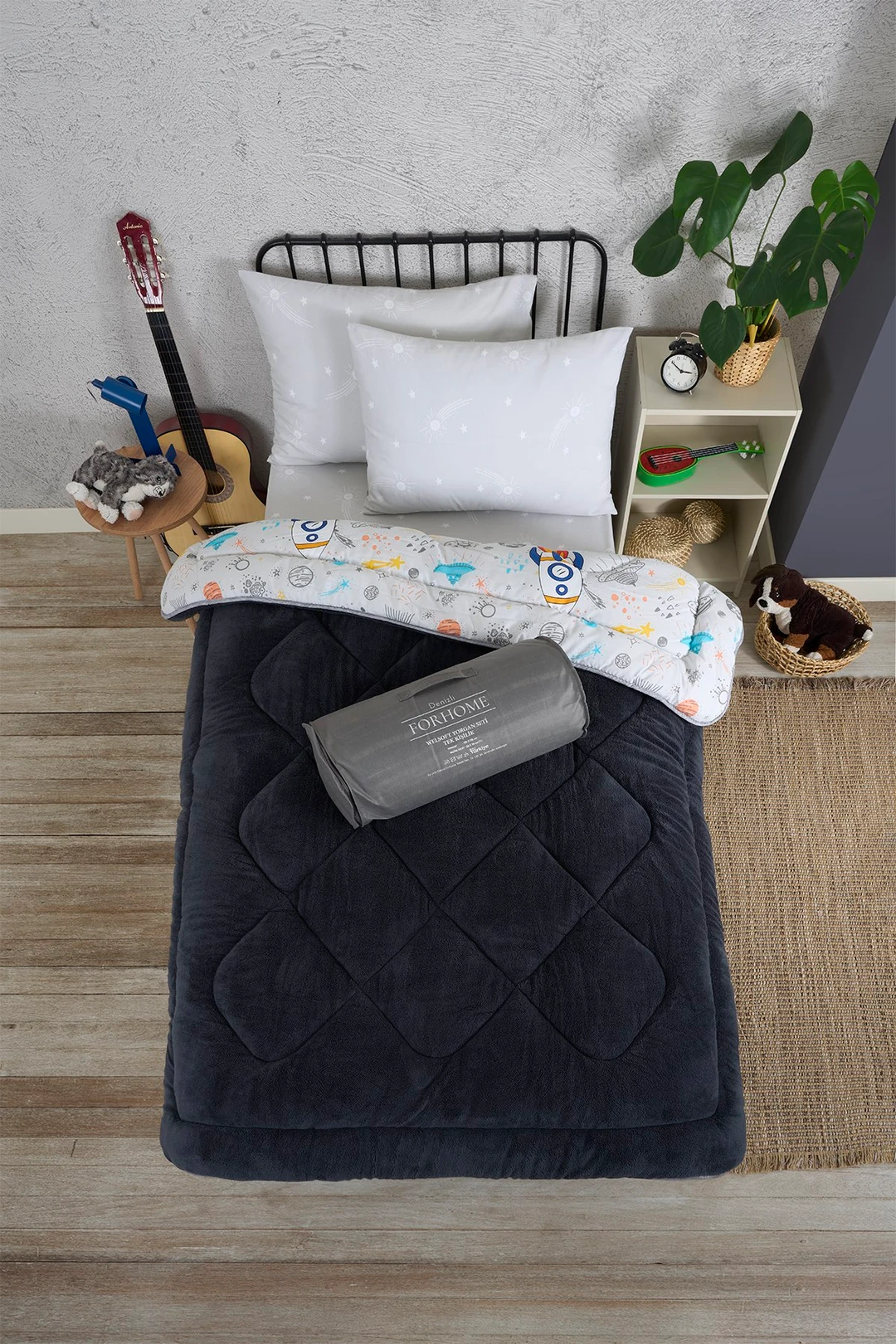 Tek Kişilik Welsoft Yorgan Seti - ASTRONOT ANTRASİT