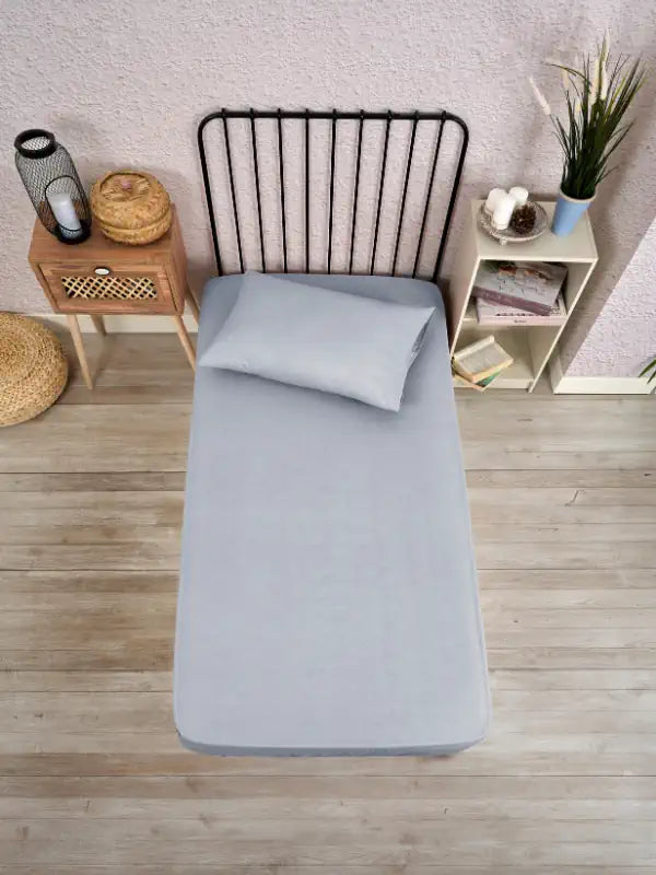 TEK KİŞİLİK LASTİKLİ ÇARŞAF SETİ - GRİ