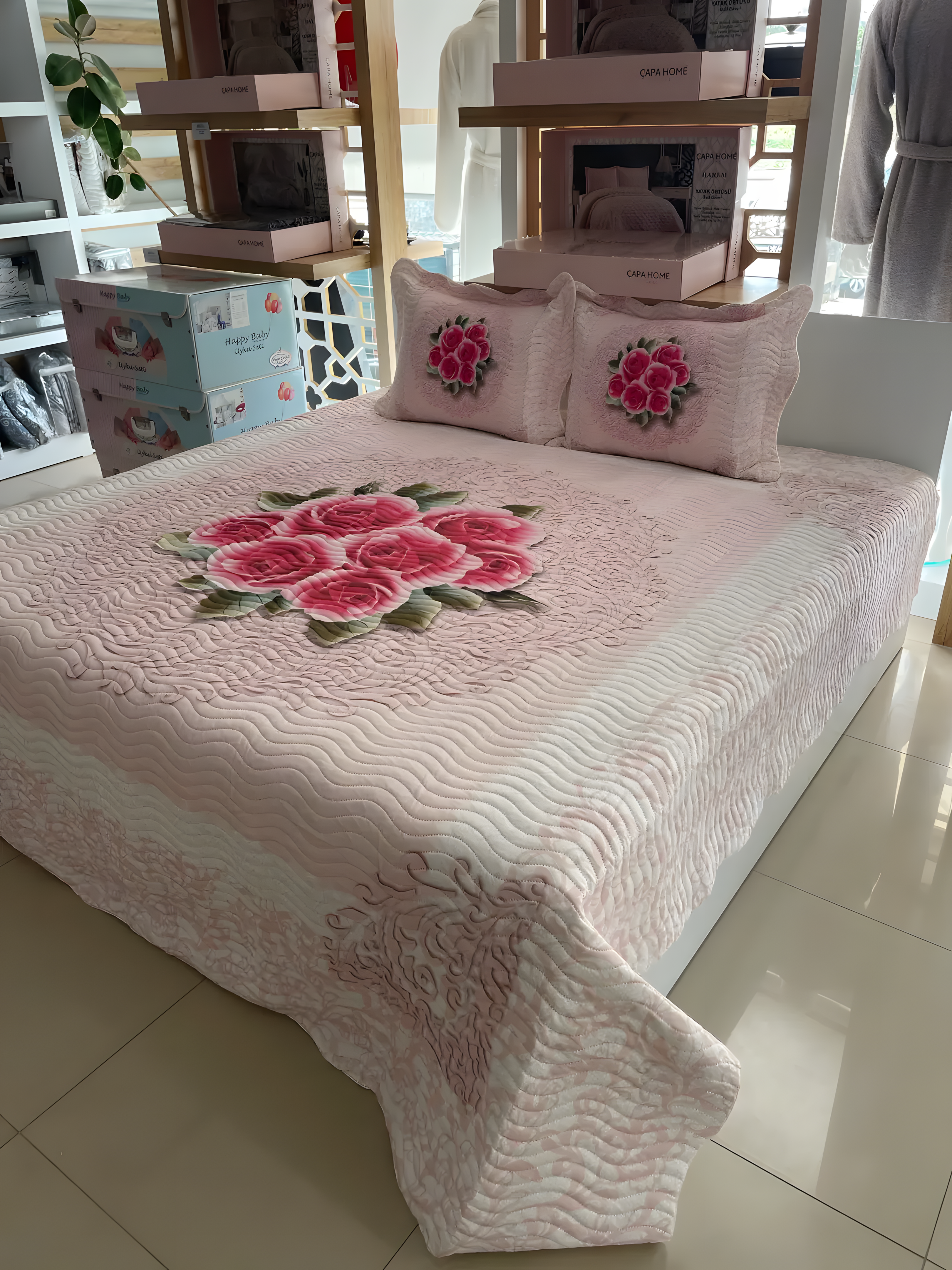 Çift Kişilik Battal Boy Yatak Örtüsü Takımı - REBECA