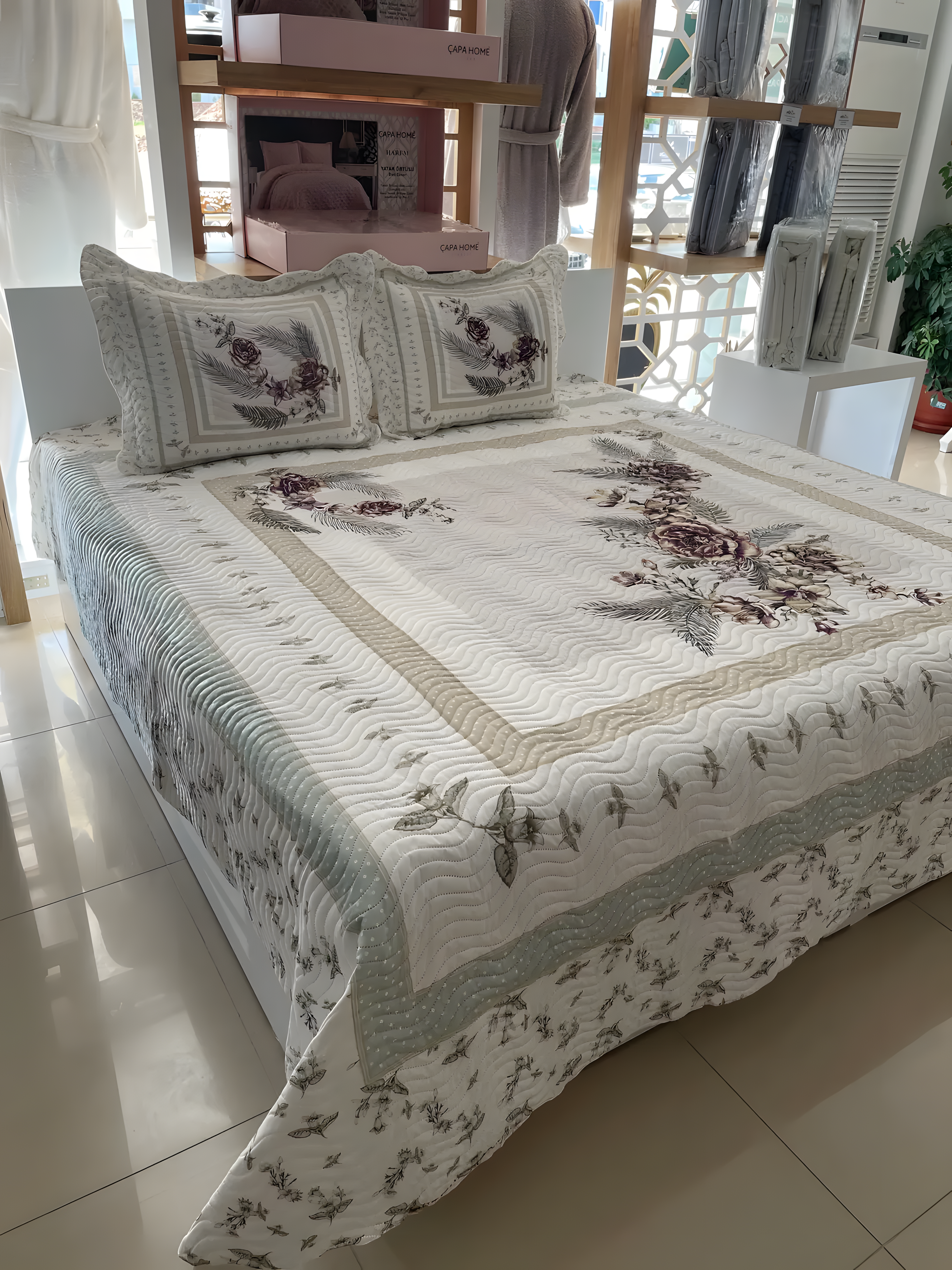 Çift Kişilik Battal Boy Yatak Örtüsü Takımı - ASYA LİLA