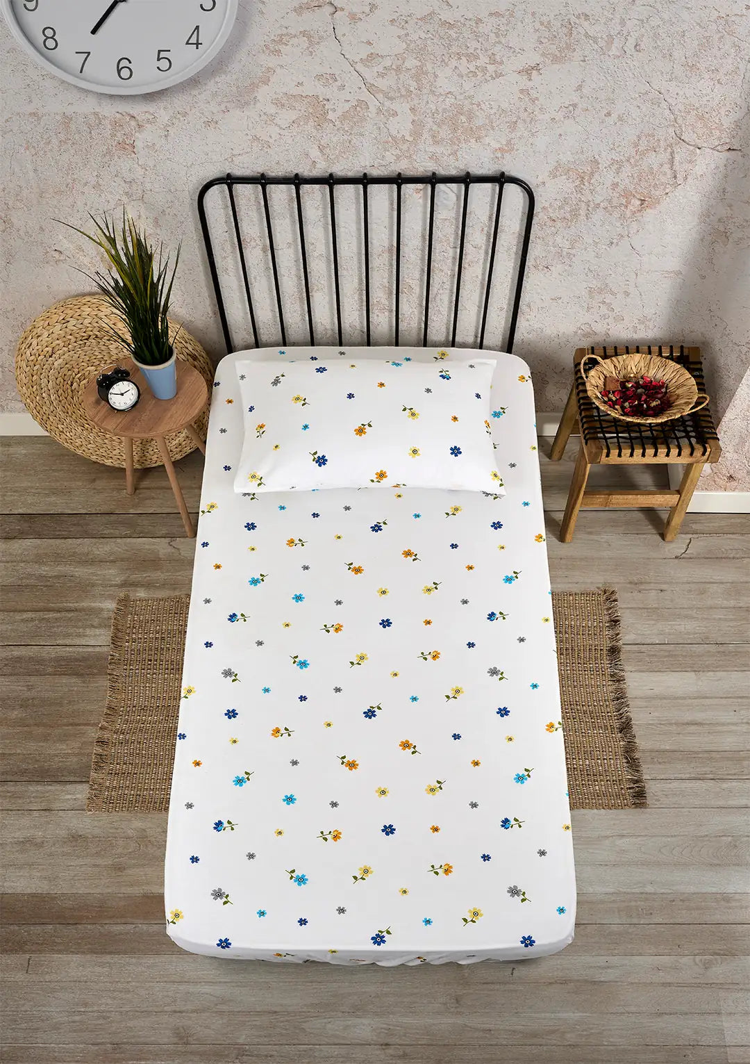 TEK KİŞİLİK LASTİKLİ ÇARŞAF SETİ - KELEBEK