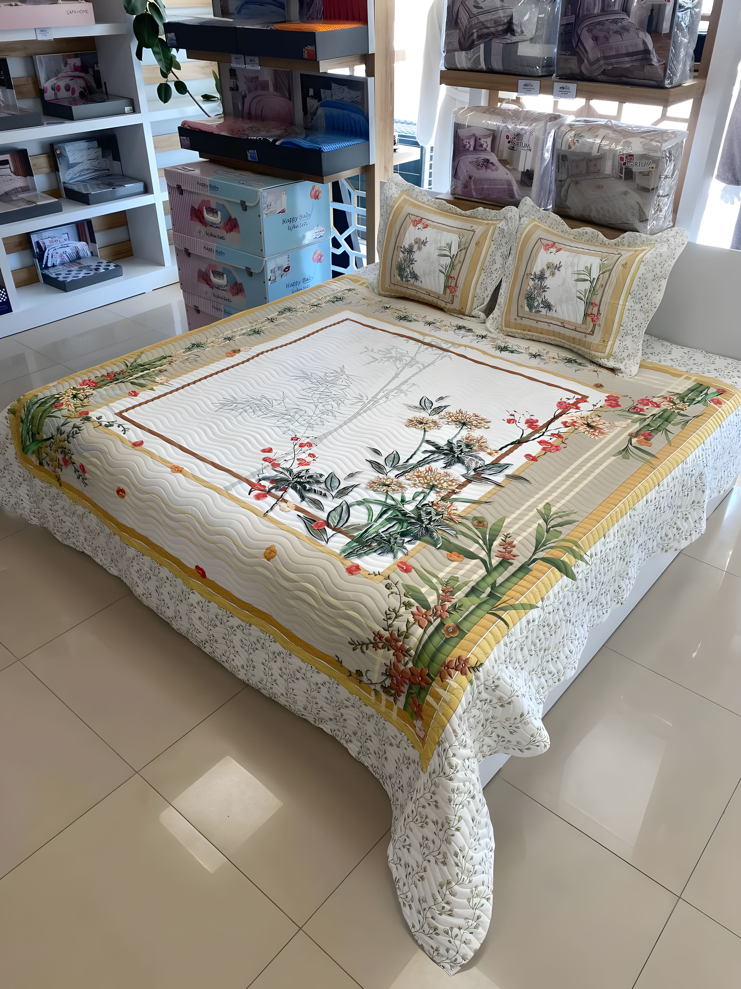 Çift Kişilik Battal Boy Yatak Örtüsü Takımı - BAMBOO